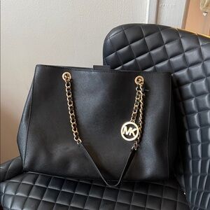 Michael Kors Black Tote with Gold Accents